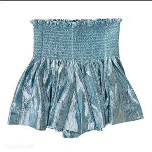 Queen of Sparkles Silver Metallic Swing Shorts size S